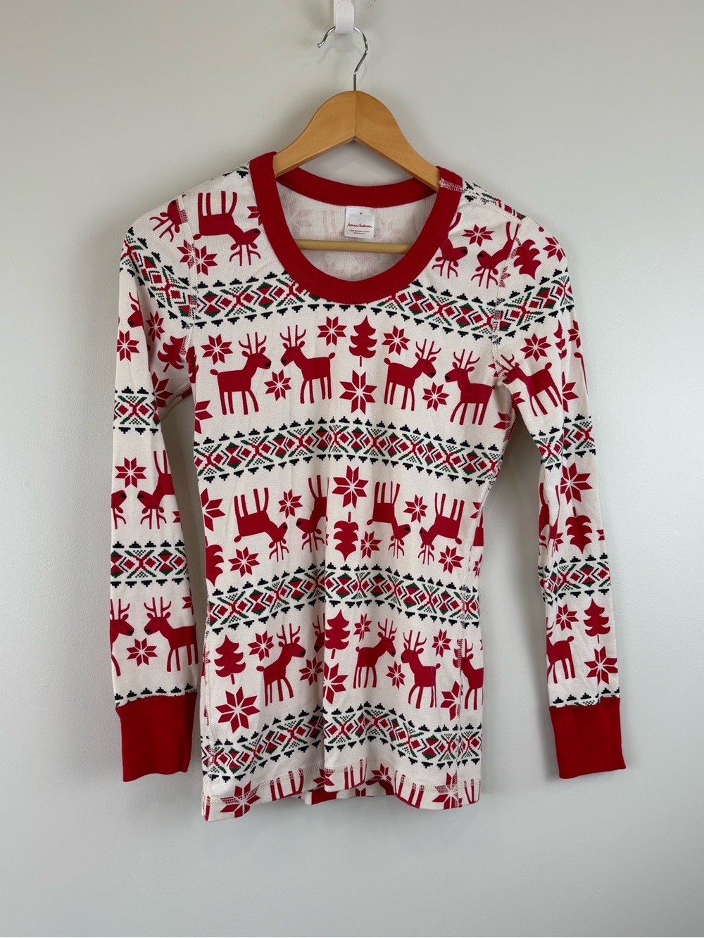 Hanna Andersson Long John Pajamas Top in Dear Deer Women's Size Medium 60325